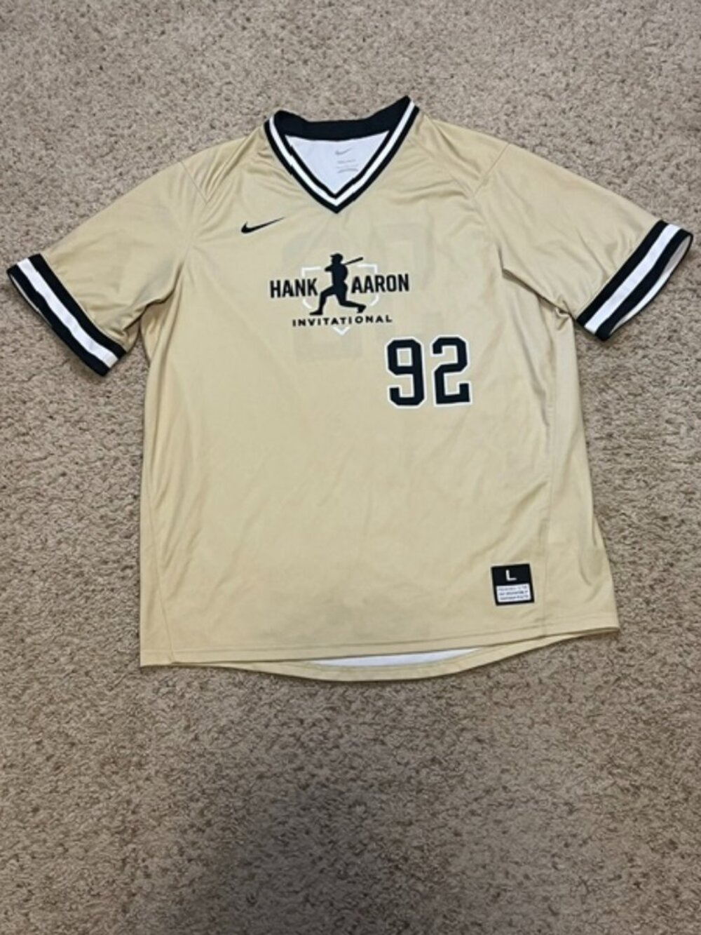 Nike Hank Aaron Invitational Pullover Baseball Jersey #92 Worn Size Large L